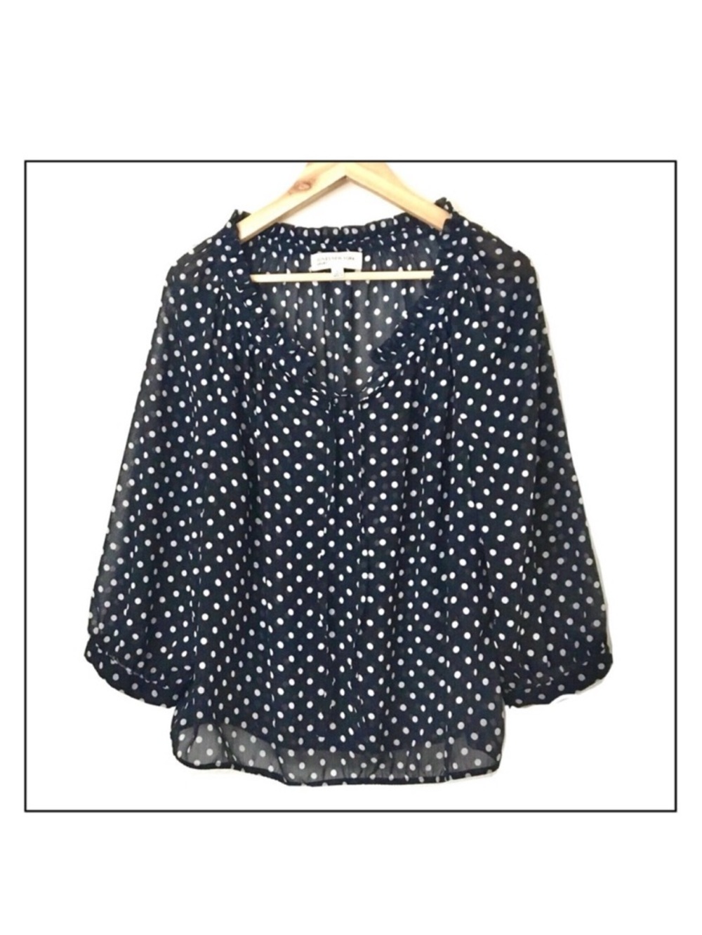 Jones New York Polka-Dot Blouse in Navy and White